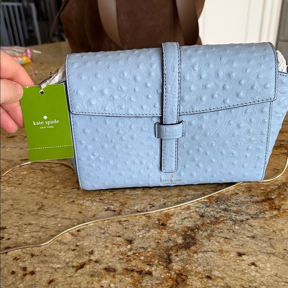 Kate Spade “eminem” ostrich Textured lt blue bag nwt color dawndsuk